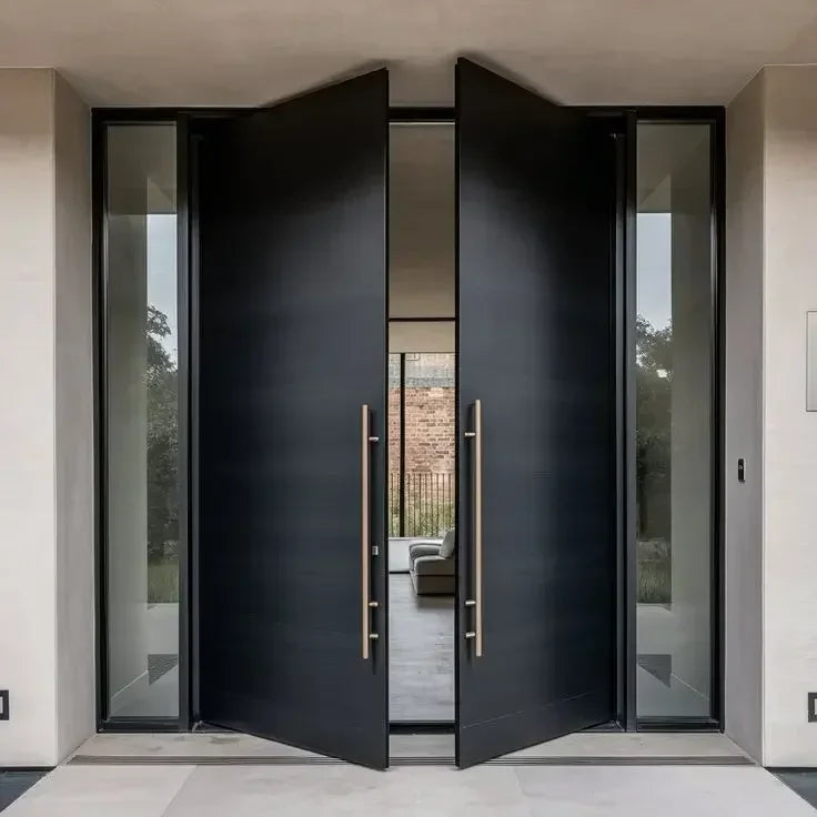 Outdoor Aluminum Frame Modern Design Main Door Enhance Safety Hurricane Resistant Exterior Door with High Security for Home