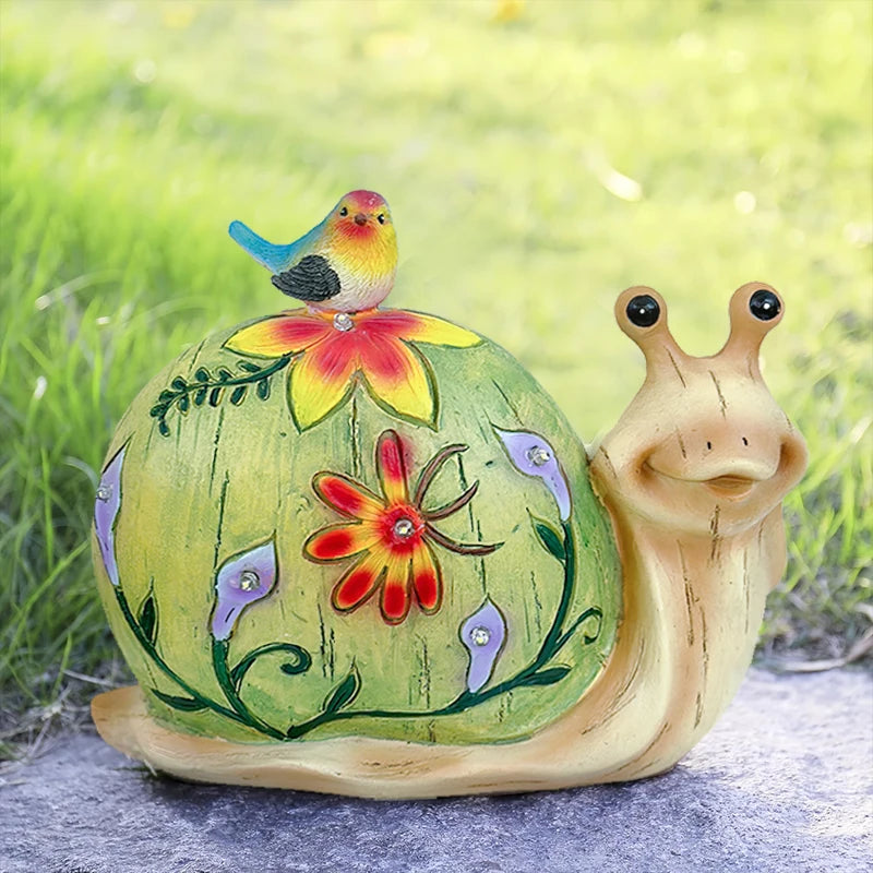 Solar Powered Garden Snail Statue Outdoor Decor For Courtyard Patio