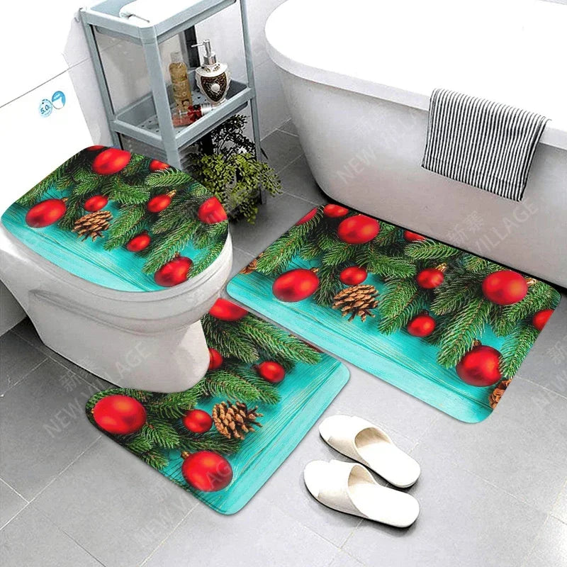 Modern Suede Geometric Bath Mat Set 3Pc Non Slip Rugs