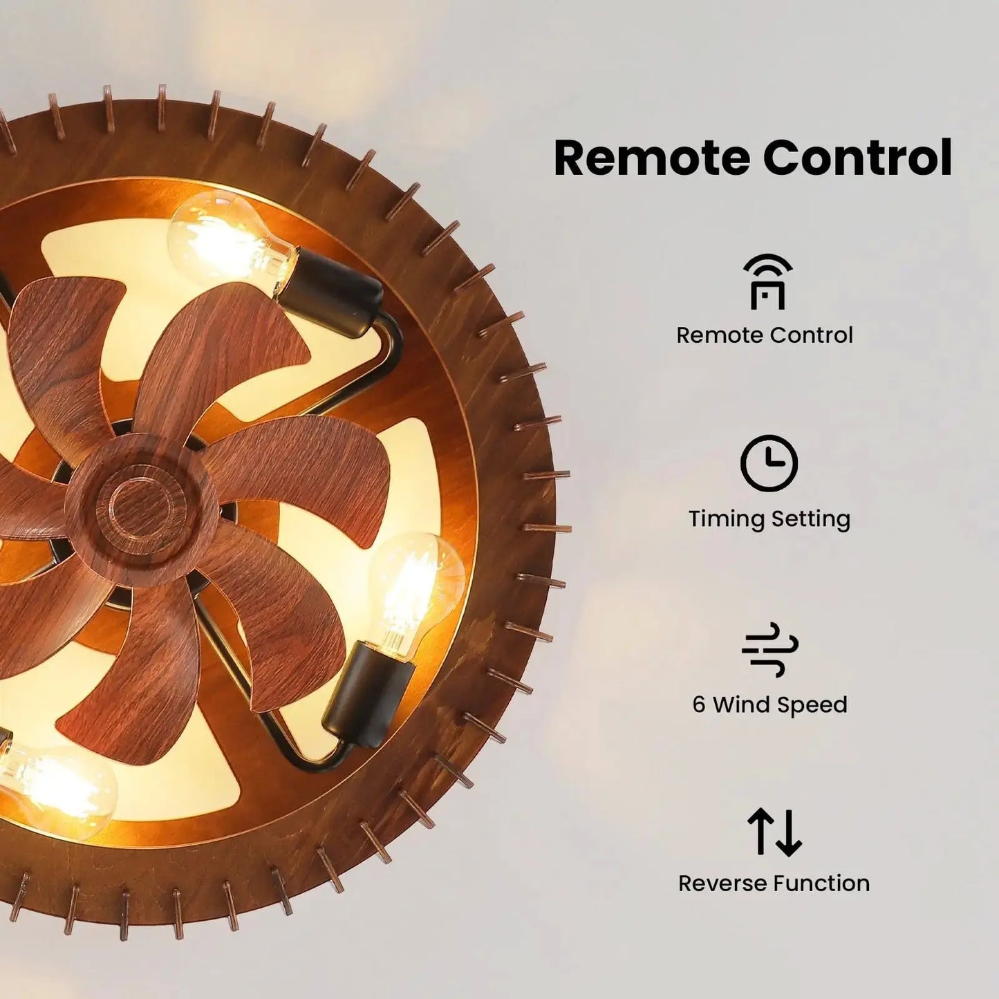 Scandinavian Ceiling Fan Pendant Light Wooden Pumpkin Design