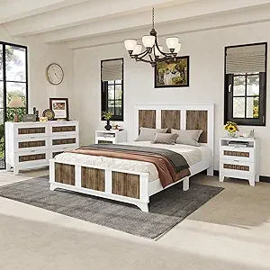 MKDK 4 Piece Bedroom Set With Platform Bed And Nightstands