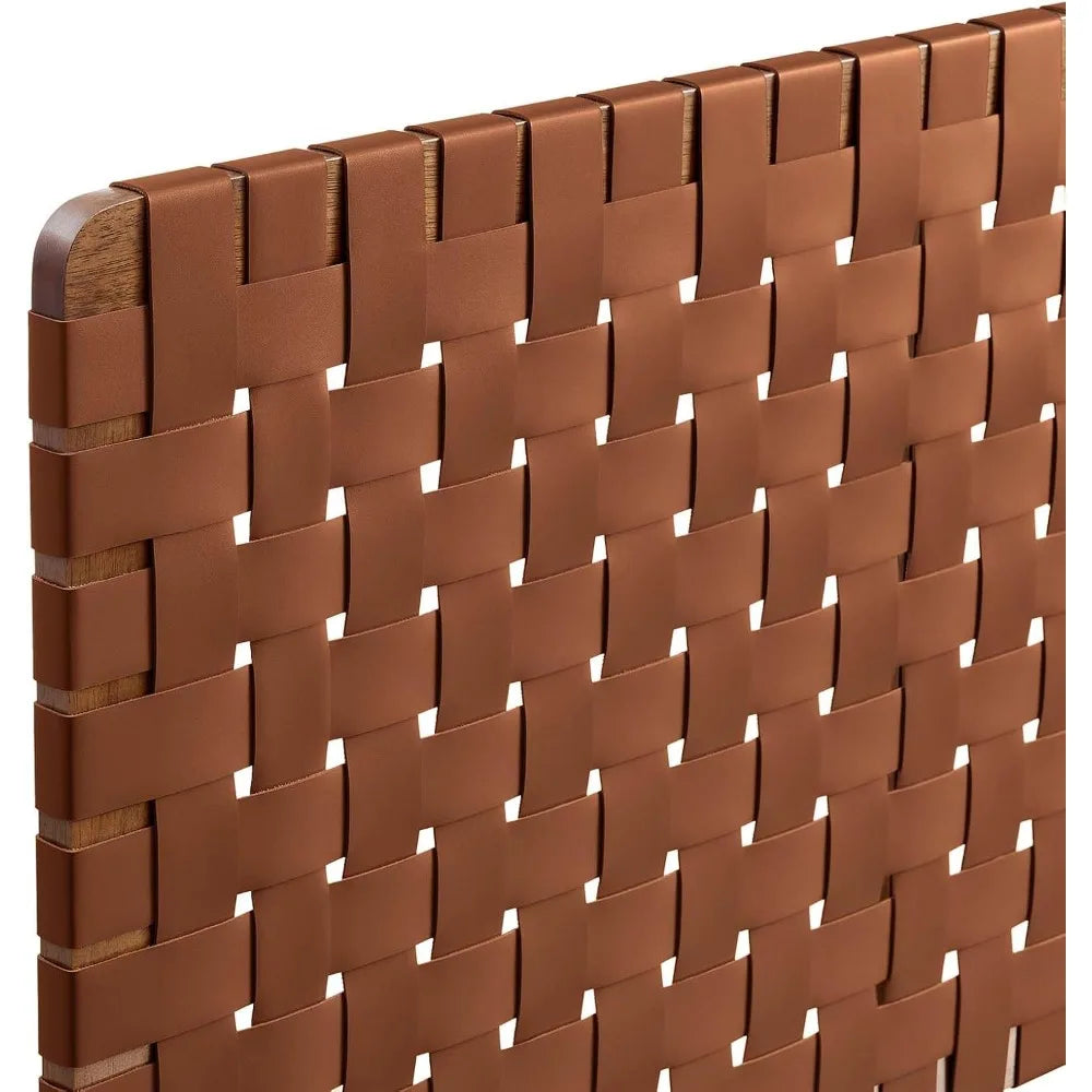 Faux Leather Queen Headboard with Woven Texture, Wall Mount Design for Bedroom