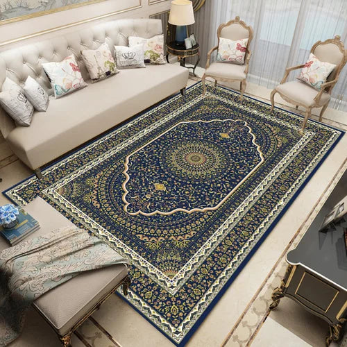Geometric Persian Style Area Rug For Living Room And Bedroom Polyester Carpet