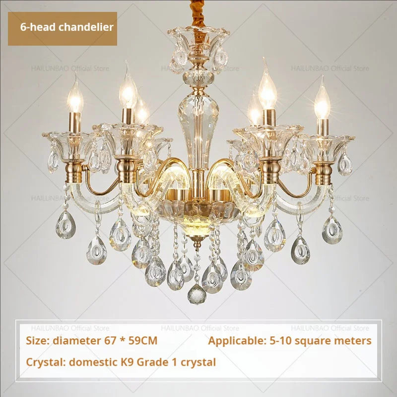 Hot European Style Villa Duplex Living Room Candle Crystal Chandelier Fashion Hotel Lobby Lobby Project Simple Lighting Lighting