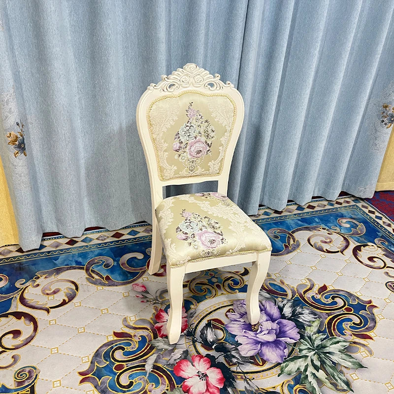 European Style Upholstered Fabric Dining Chair With Backrest