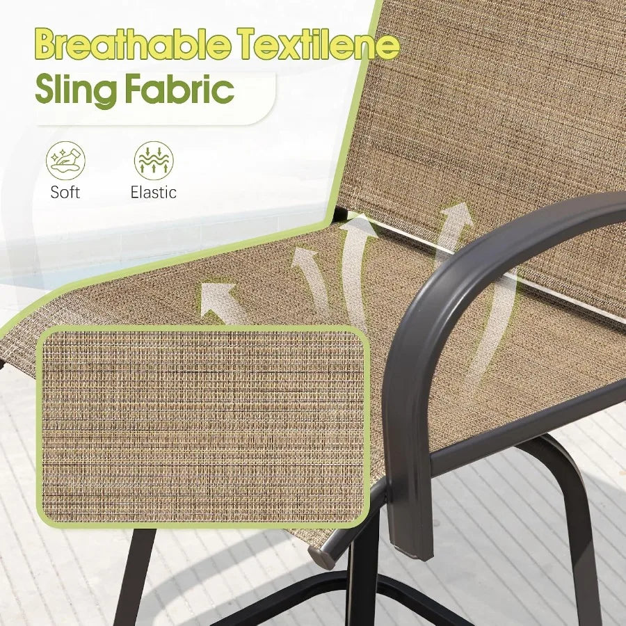 Outdoor Patio Swivel Bar Set With Weather Resistant Bamboo Furniture