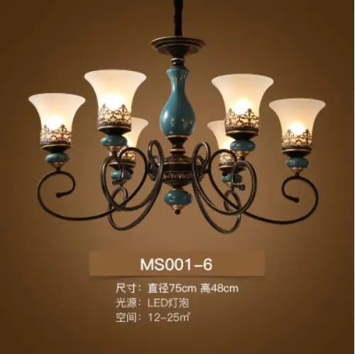 French Style Antique LED Ceramic Chandelier For Living Room