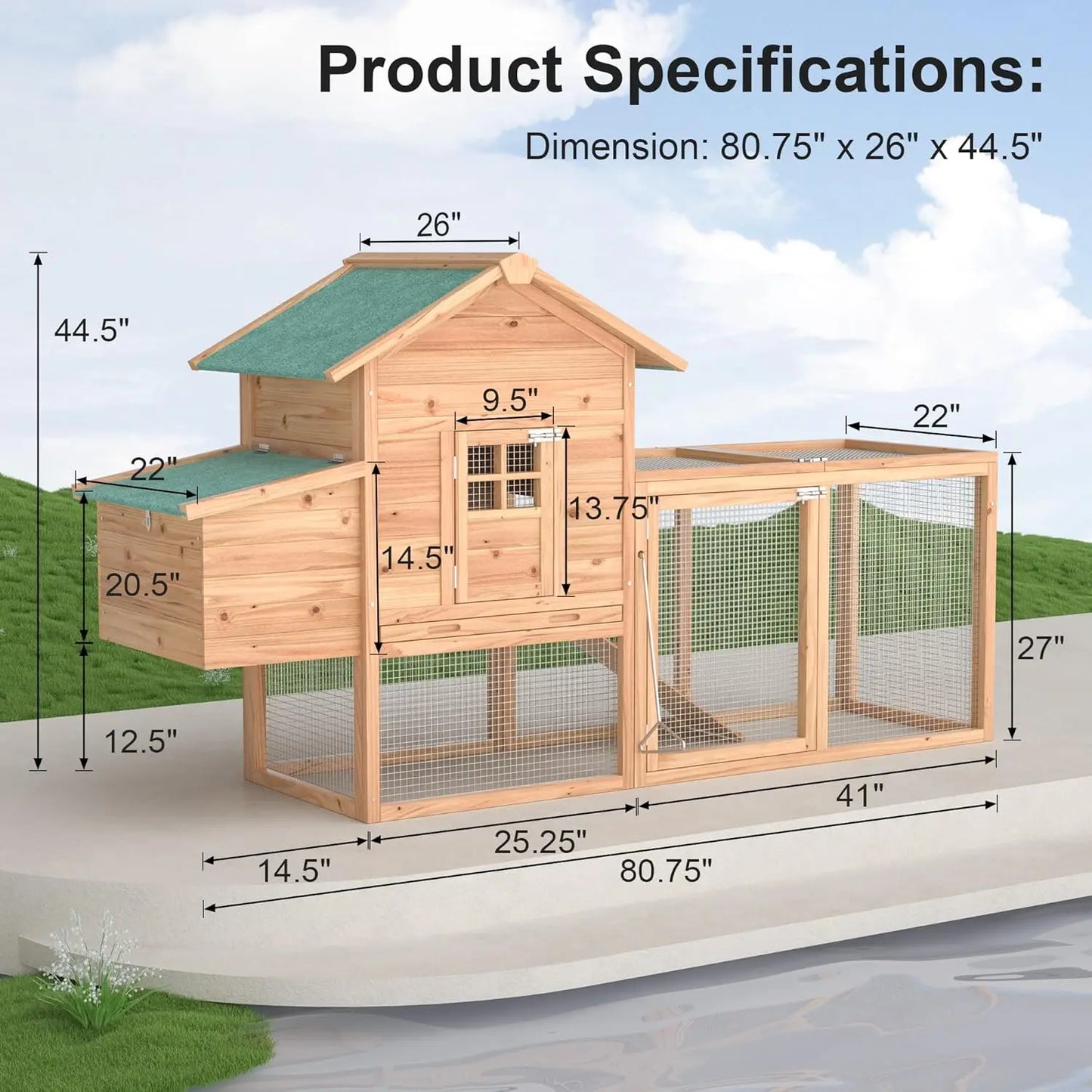 Outdoor Chicken Coop For 2-4 Chickens With Waterproof Roof