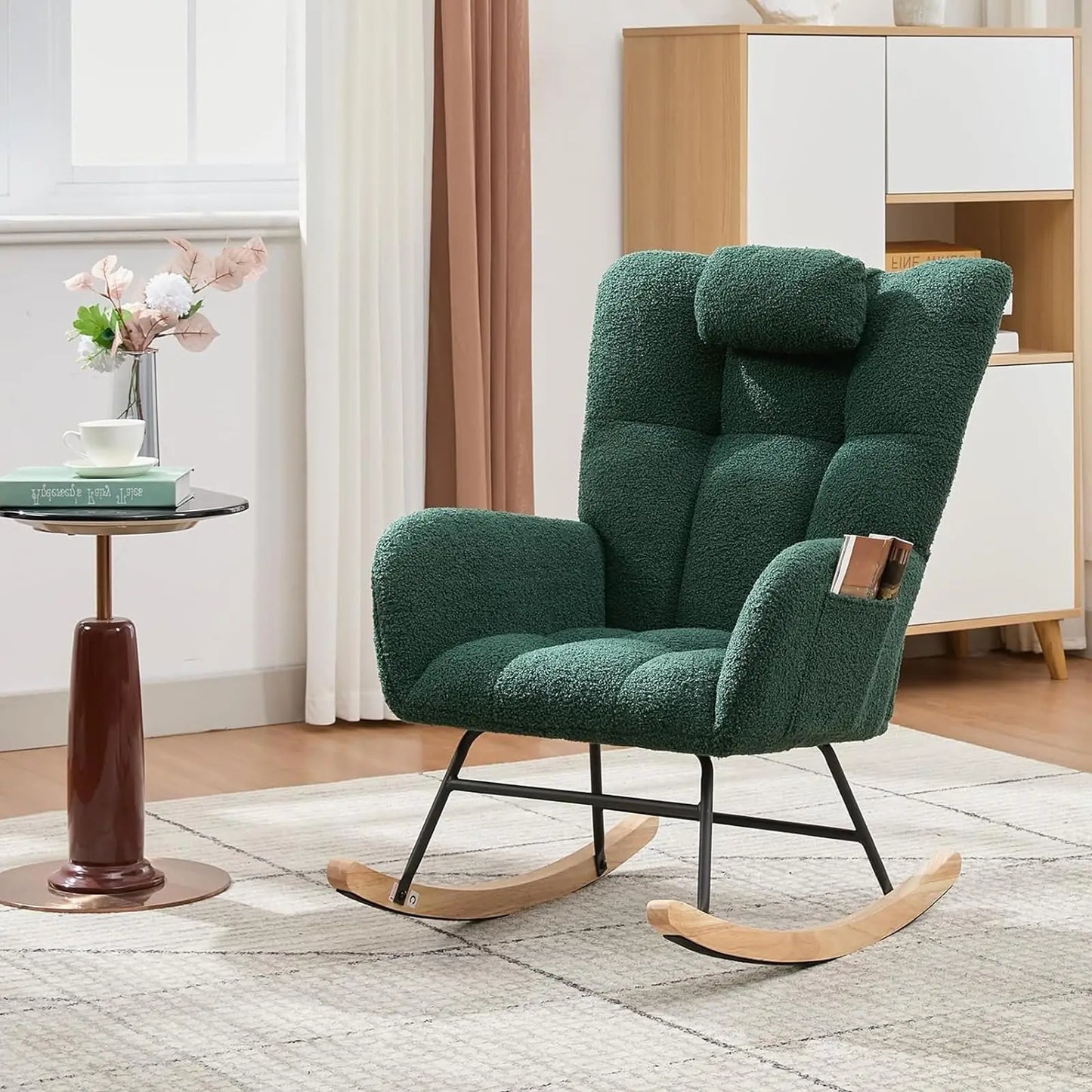HiMISS High Back Rocking Chair With Headrest And Padded Seat