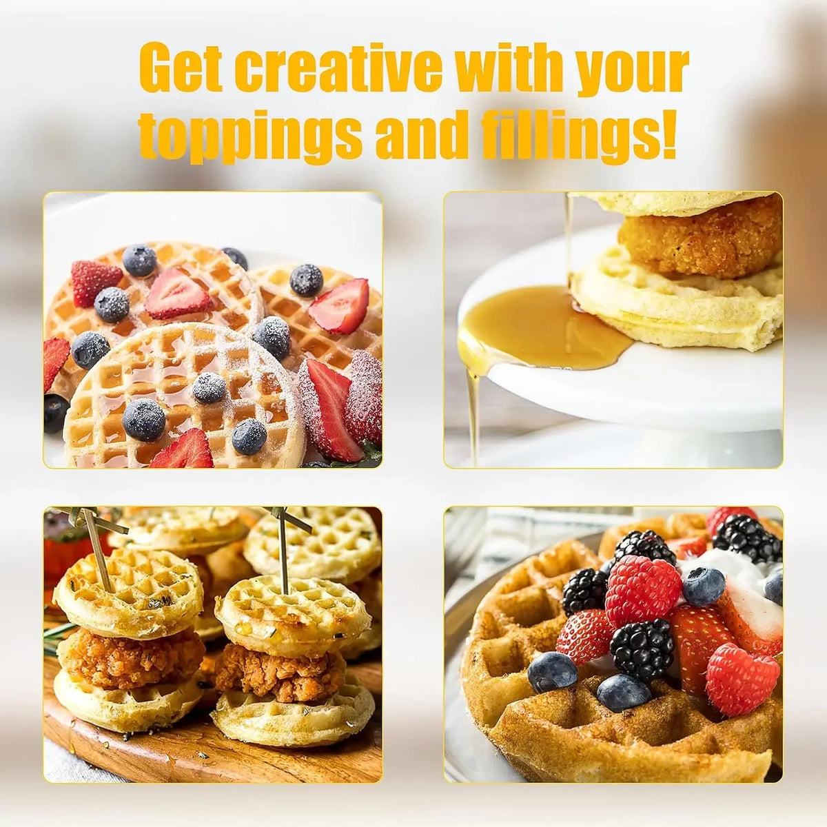 Home portable mini waffle maker, capable of making 8 mini waffles, small waffle baking tray