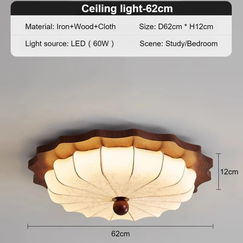 Bedroom Lights, Ceiling Lights, High-End Sense, Antique Style, Vintage Walnut Fabric, Nanyang Style Room Lighting Fixtures