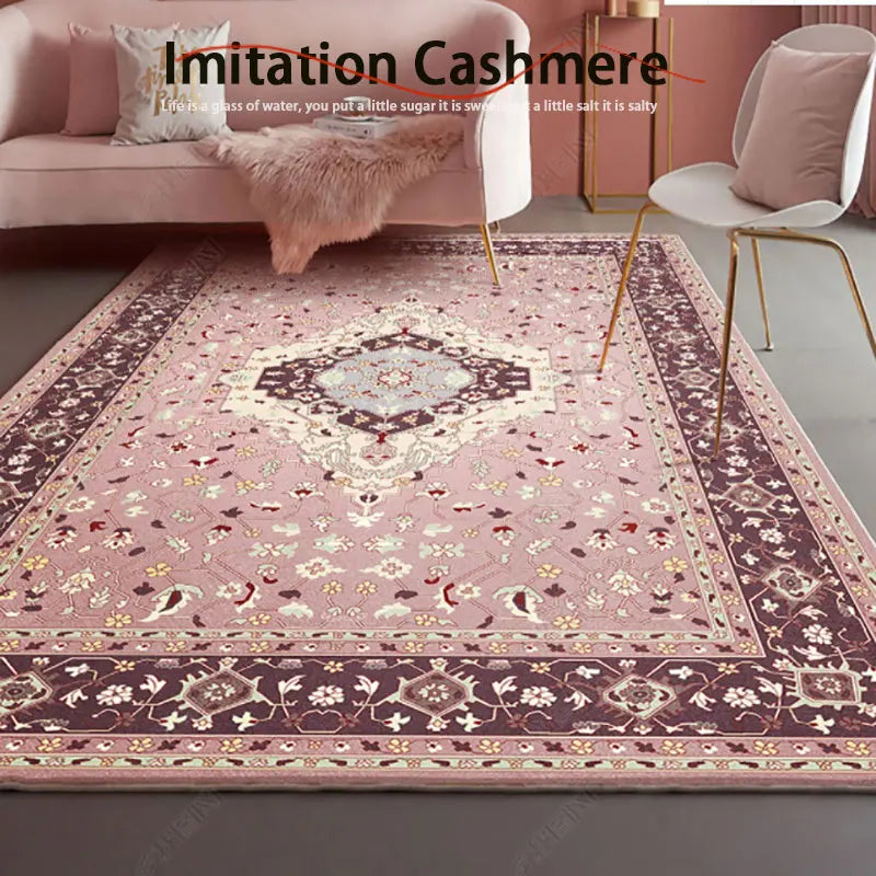 American Retro Plush Living Room Rug Soft Bedroom Carpet Washable