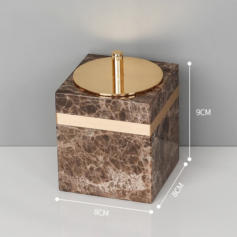 Emperador Dark Natural Marble Bathroom Set Luxury Stone Toothbrush Holder Tooth Mug Soap Dispenser Bathroom Accessories