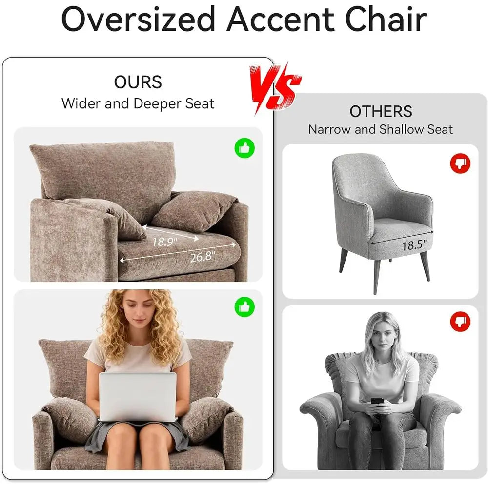 Oversized Two Piece Armchair Set Upholstered Lounge Chair Living Room