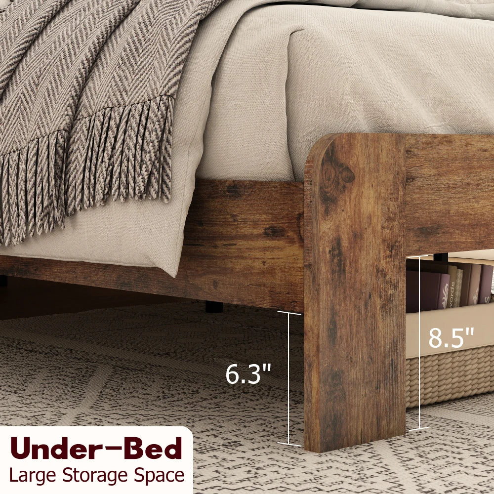 Orraves Bed Frame Queen Size, Wood Platform Bed Frame , Noise Free,No Box Spring Needed and Easy Assembly Tool,Large Under Bed Storage,Dark Brown