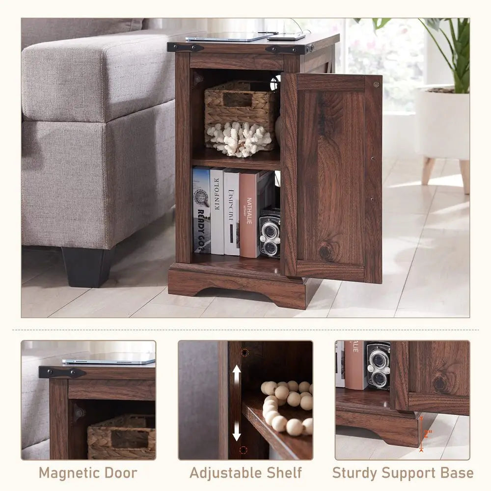 Farmhouse Nightstand Set of 2 With Charging Station