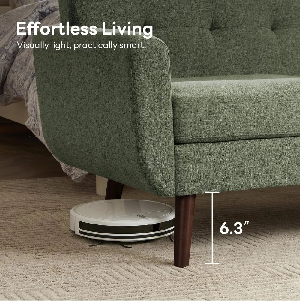 65" Loveseat Sofa, Mid Century Modern Small Couch for Living Room, Tufted Upholstered Love Seat, Green
