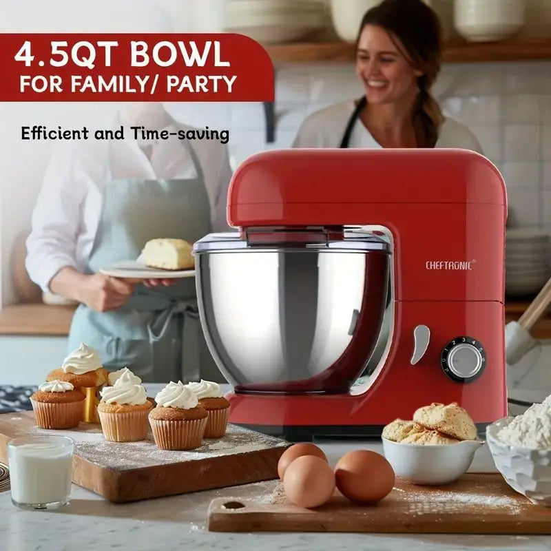 US Plug 1pc kitchen machine, 4.5 Qt Tilt-Head Electric Household Stand Mixer - 500W 6+P Speed,Food Beater And Butter Beater