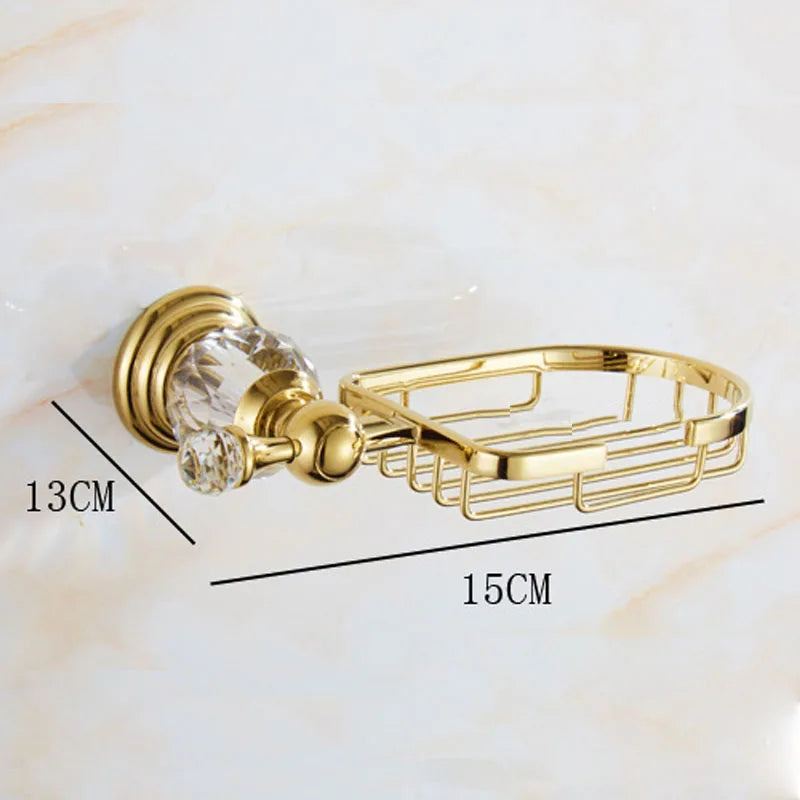 HOBHE Crystal Stainless Steel Soap Dish Holder For Bathroom