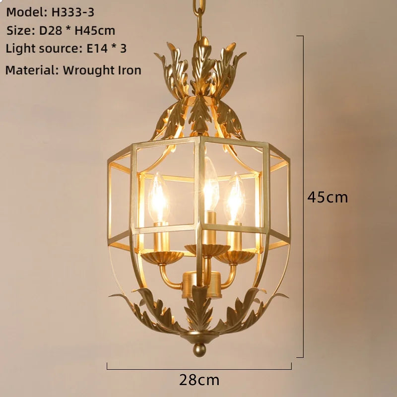 American Retro Antique Wrought Iron Led Pendant Light For Home Decoration Living Room Dining Room Hallway Foyer Bedroom Lighting