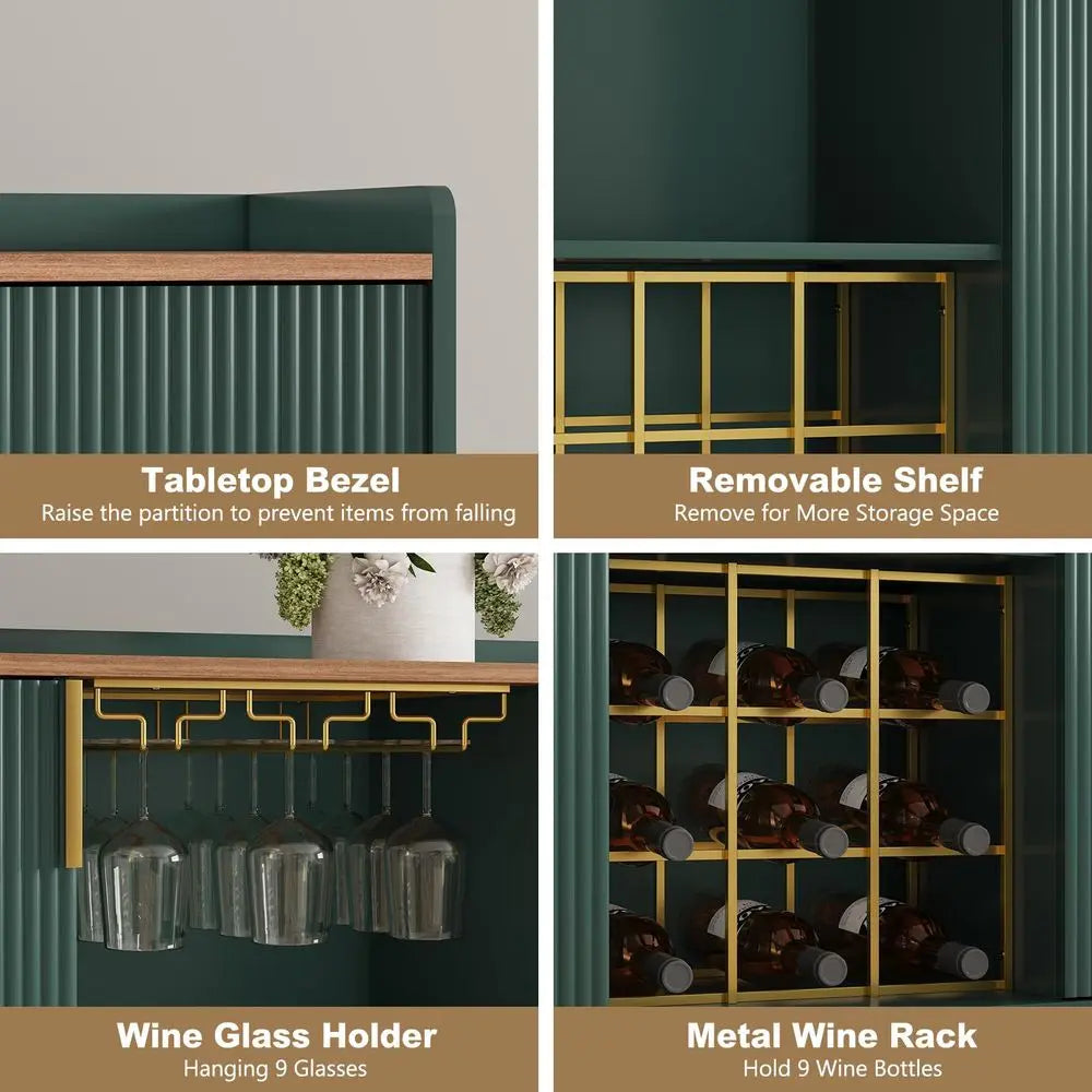 Wine Bar Cabinet With Glass Holder And Wine Rack Rustic Modern Storage