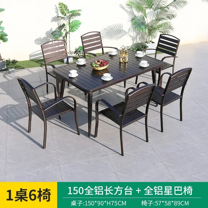 Outdoor Aluminum Alloy Patio Table And Chairs Set For Courtyards