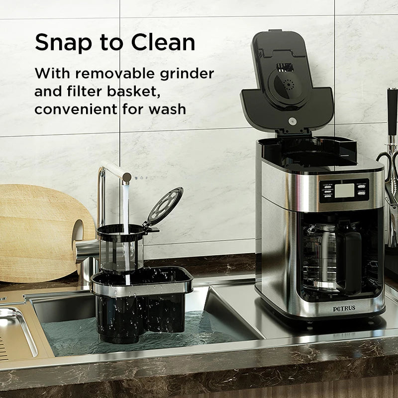 Petrus Drip Coffee Maker With Built In Grinder And Brew