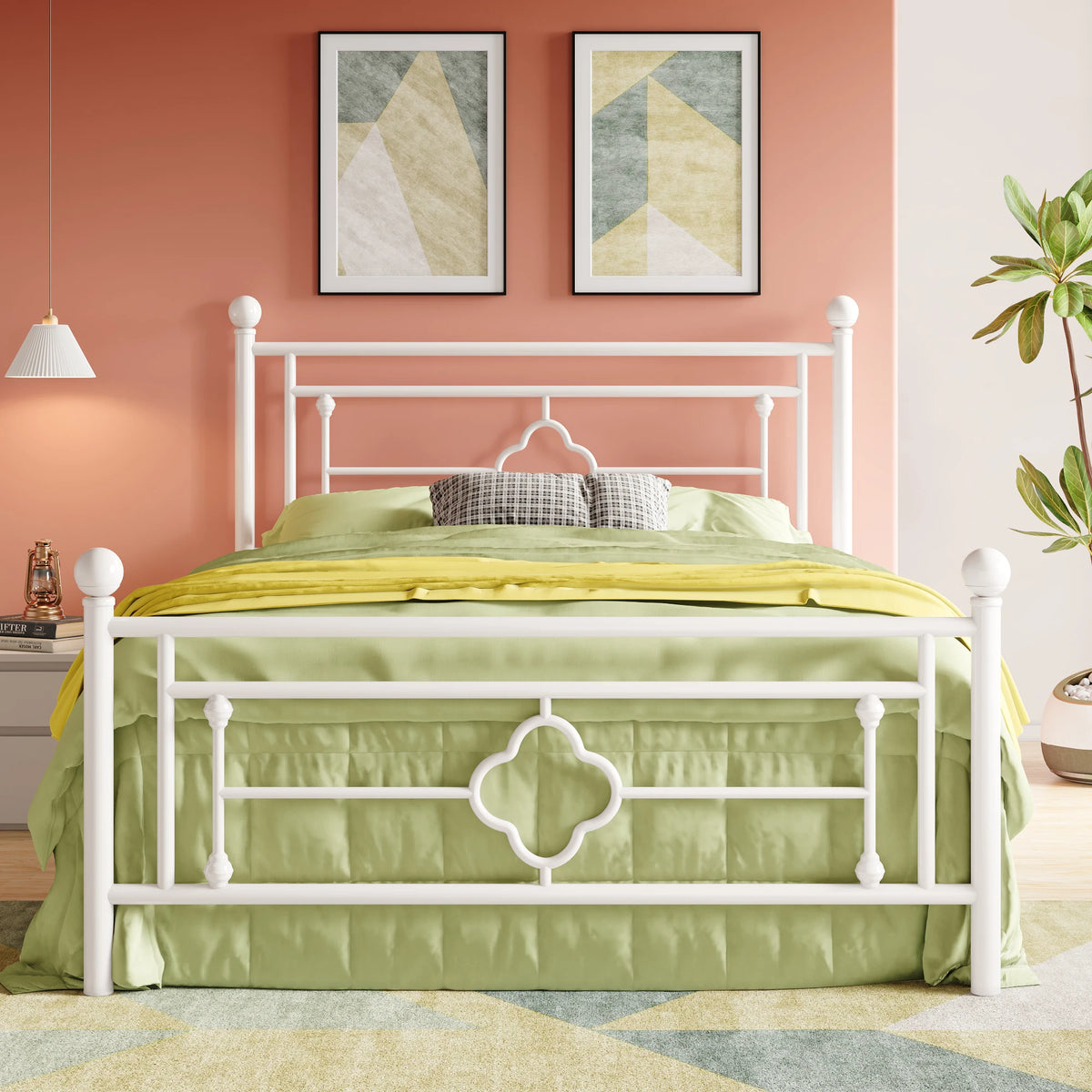 HOOMIC Vintage Victorian Metal Platform Bed Frame With Storage