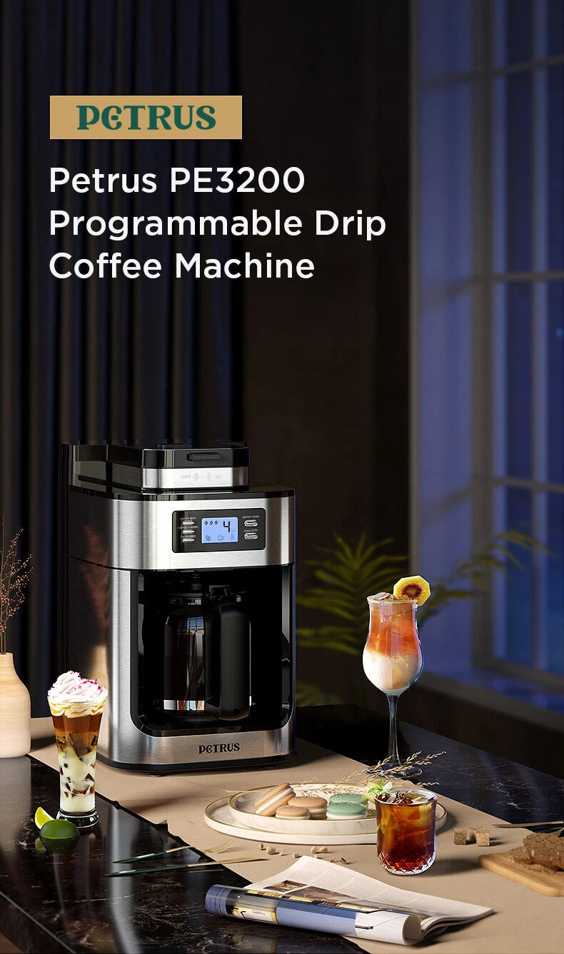 Petrus Drip Coffee Maker With Built In Grinder And Brew