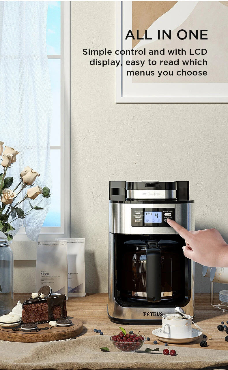Petrus Drip Coffee Maker With Built In Grinder And Brew