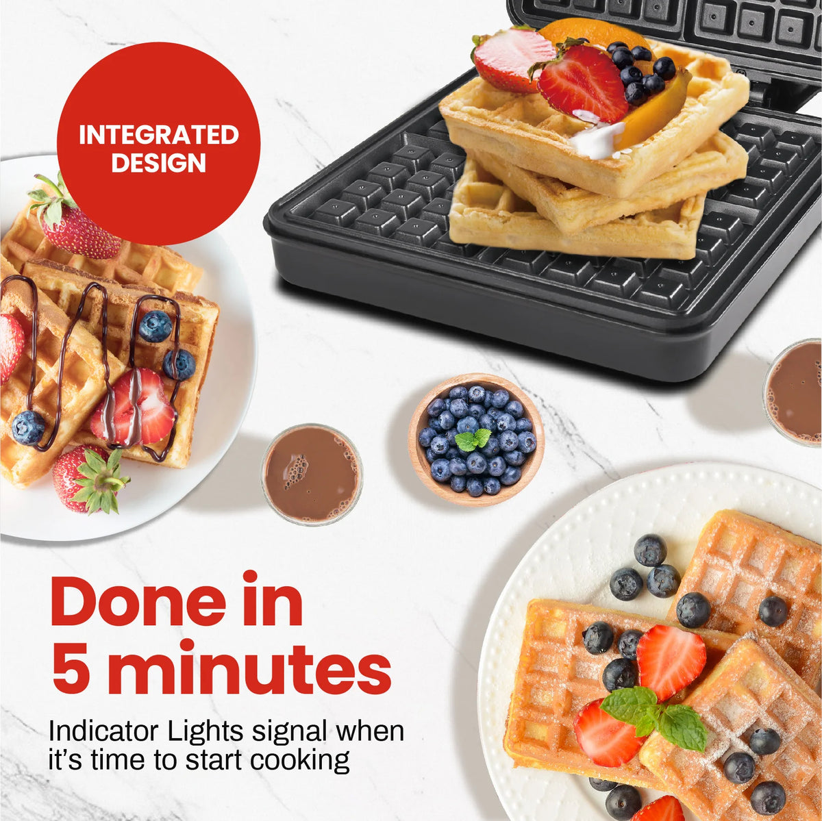 4-Slice Square Belgian & Classic Waffle Maker in 1Set, 1200W Waffle Iron With Nonstick Surface For Easy Cleanup, Waffles in 3Min