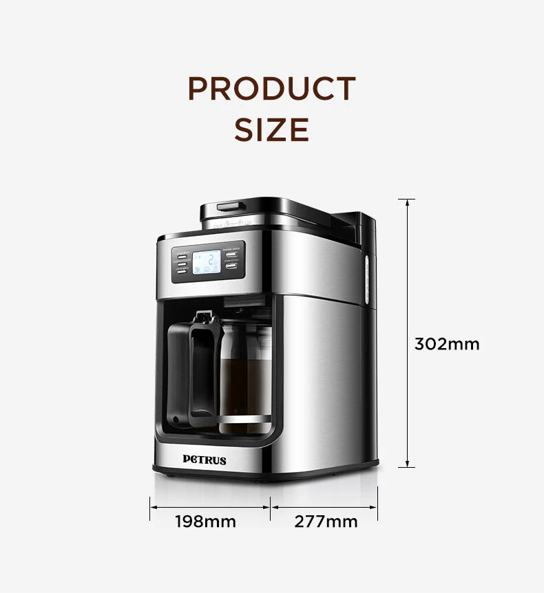 Petrus Drip Coffee Maker With Built In Grinder And Brew