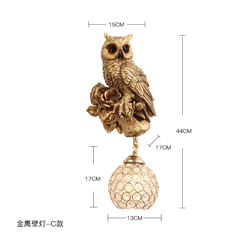 Nordic Creative Resin Wall Lamps Squirrel Owl Light Fixtures Cute Animal Personality Boy Girl Children's Room Study Bedside Lamp