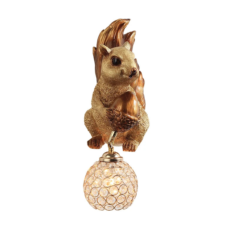 Nordic Creative Resin Wall Lamps Squirrel Owl Light Fixtures Cute Animal Personality Boy Girl Children's Room Study Bedside Lamp