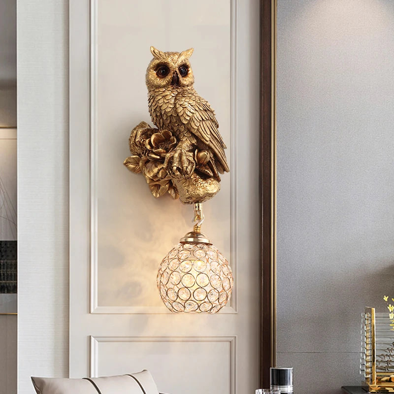 Nordic Creative Resin Wall Lamps Squirrel Owl Light Fixtures Cute Animal Personality Boy Girl Children's Room Study Bedside Lamp