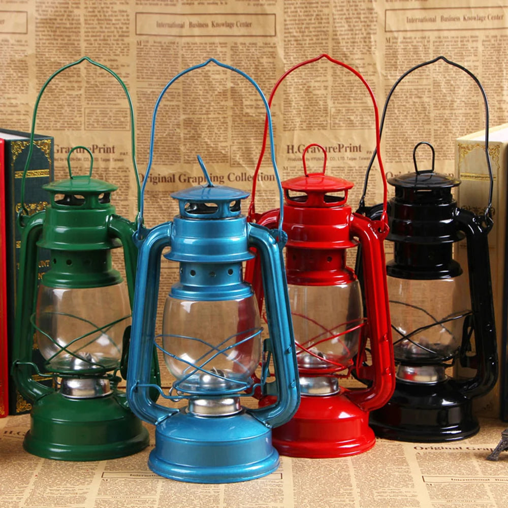 19cm Lamp Hurricane Lanterns Wick Oil Lamps Wild Emergency Light Fueled by Diesel Plant Oil for Garden Decor