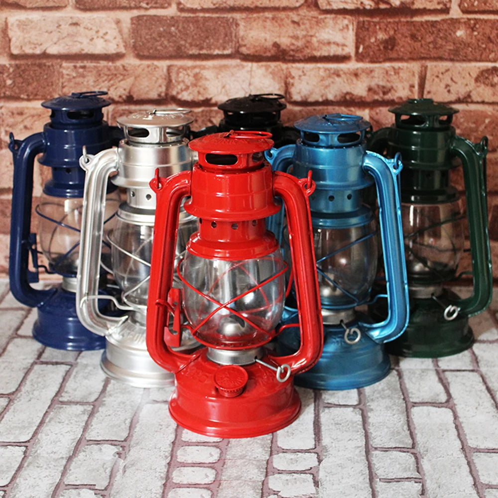 19cm Lamp Hurricane Lanterns Wick Oil Lamps Wild Emergency Light Fueled by Diesel Plant Oil for Garden Decor