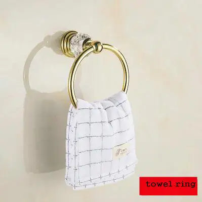 JIE MO Gold Brass Bathroom Hardware Set Towel Rack