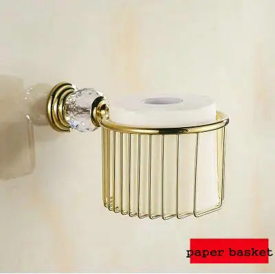 JIE MO Gold Brass Bathroom Hardware Set Towel Rack