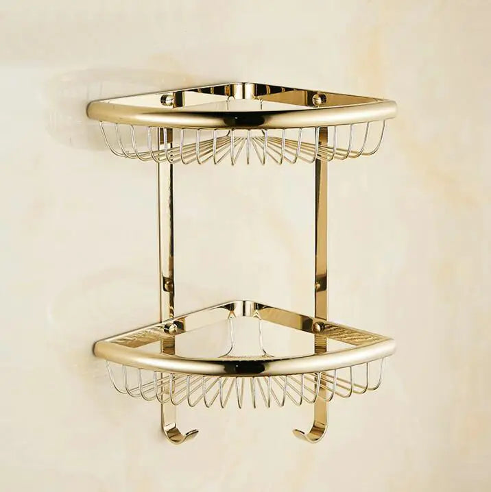 JIE MO Gold Brass Bathroom Hardware Set Towel Rack