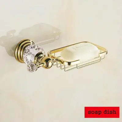 JIE MO Gold Brass Bathroom Hardware Set Towel Rack