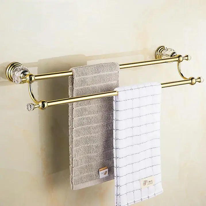 JIE MO Gold Brass Bathroom Hardware Set Towel Rack