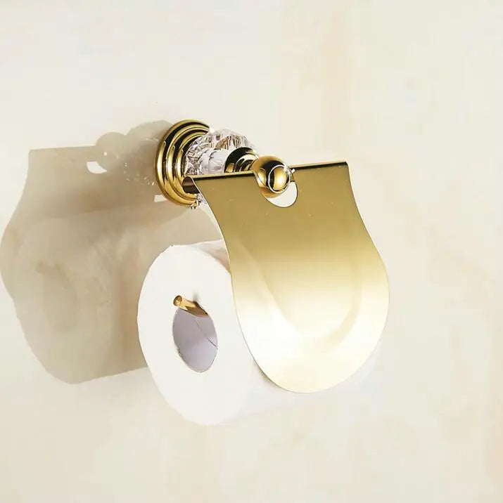 JIE MO Gold Brass Bathroom Hardware Set Towel Rack