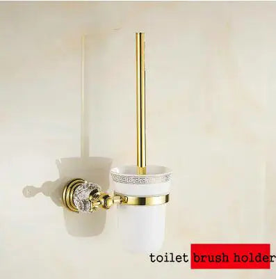 JIE MO Gold Brass Bathroom Hardware Set Towel Rack