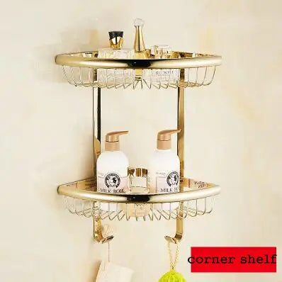 JIE MO Gold Brass Bathroom Hardware Set Towel Rack