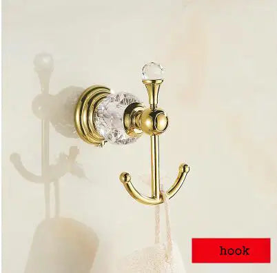 JIE MO Gold Brass Bathroom Hardware Set Towel Rack
