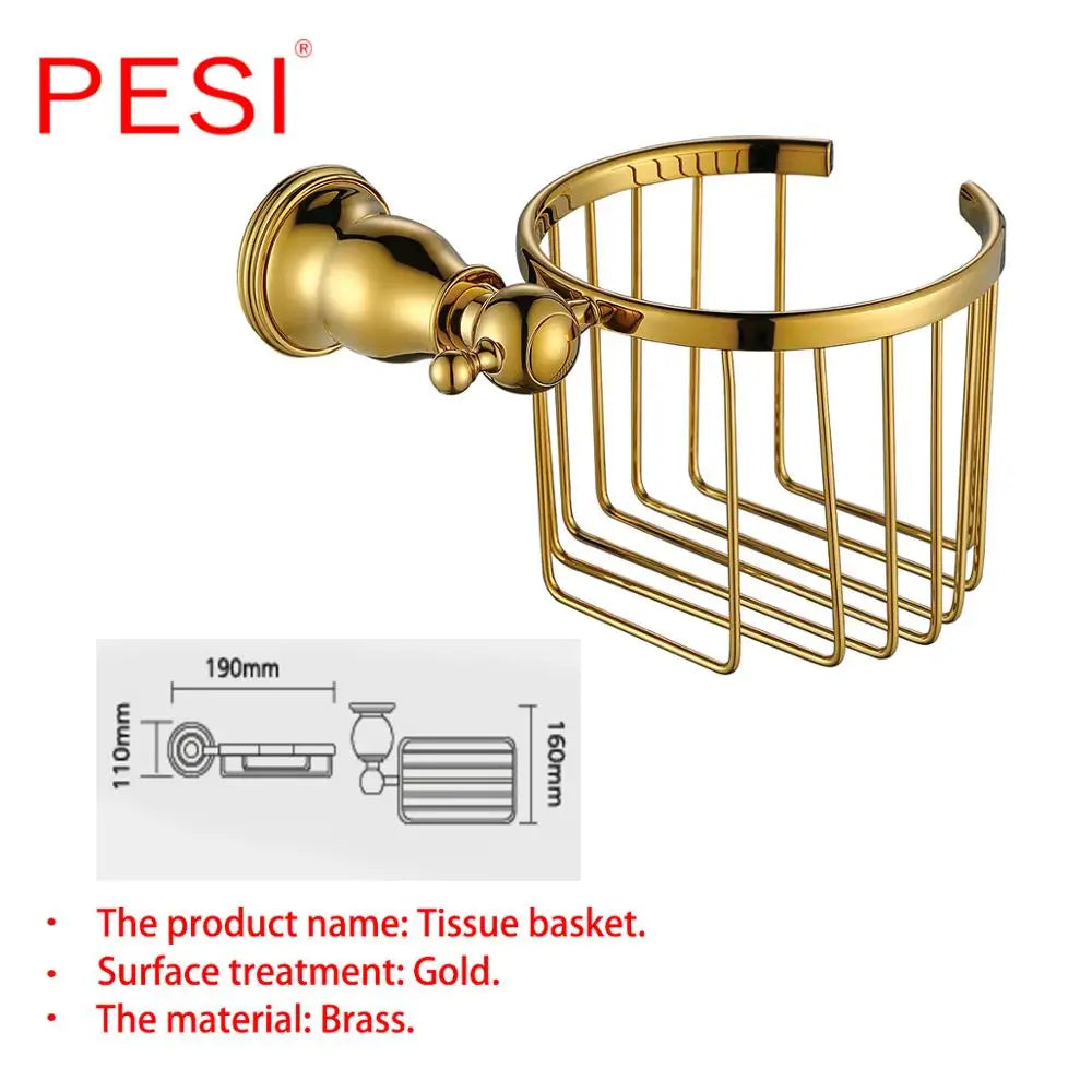 Bathroom Hardware Set Gold Robe Hook Towel Rail Bar Rack Bar Shelf Tissue Paper Holder Toothbrush Holder Bathroom Accessories.
