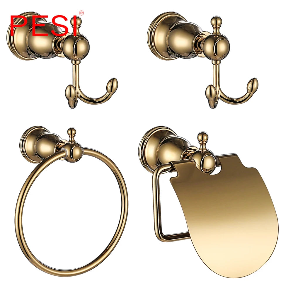 Bathroom Hardware Set Gold Robe Hook Towel Rail Bar Rack Bar Shelf Tissue Paper Holder Toothbrush Holder Bathroom Accessories.