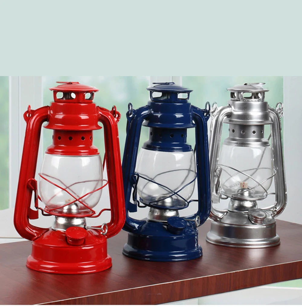 19cm Lamp Hurricane Lanterns Wick Oil Lamps Wild Emergency Light Fueled by Diesel Plant Oil for Garden Decor