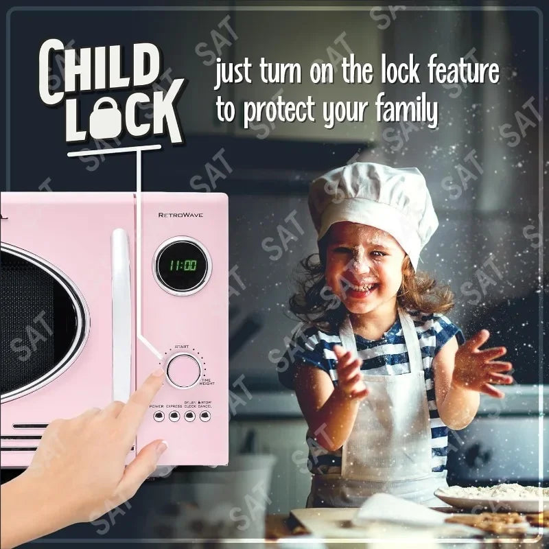 Retro Countertop Microwave Oven 800W With 12 Settings